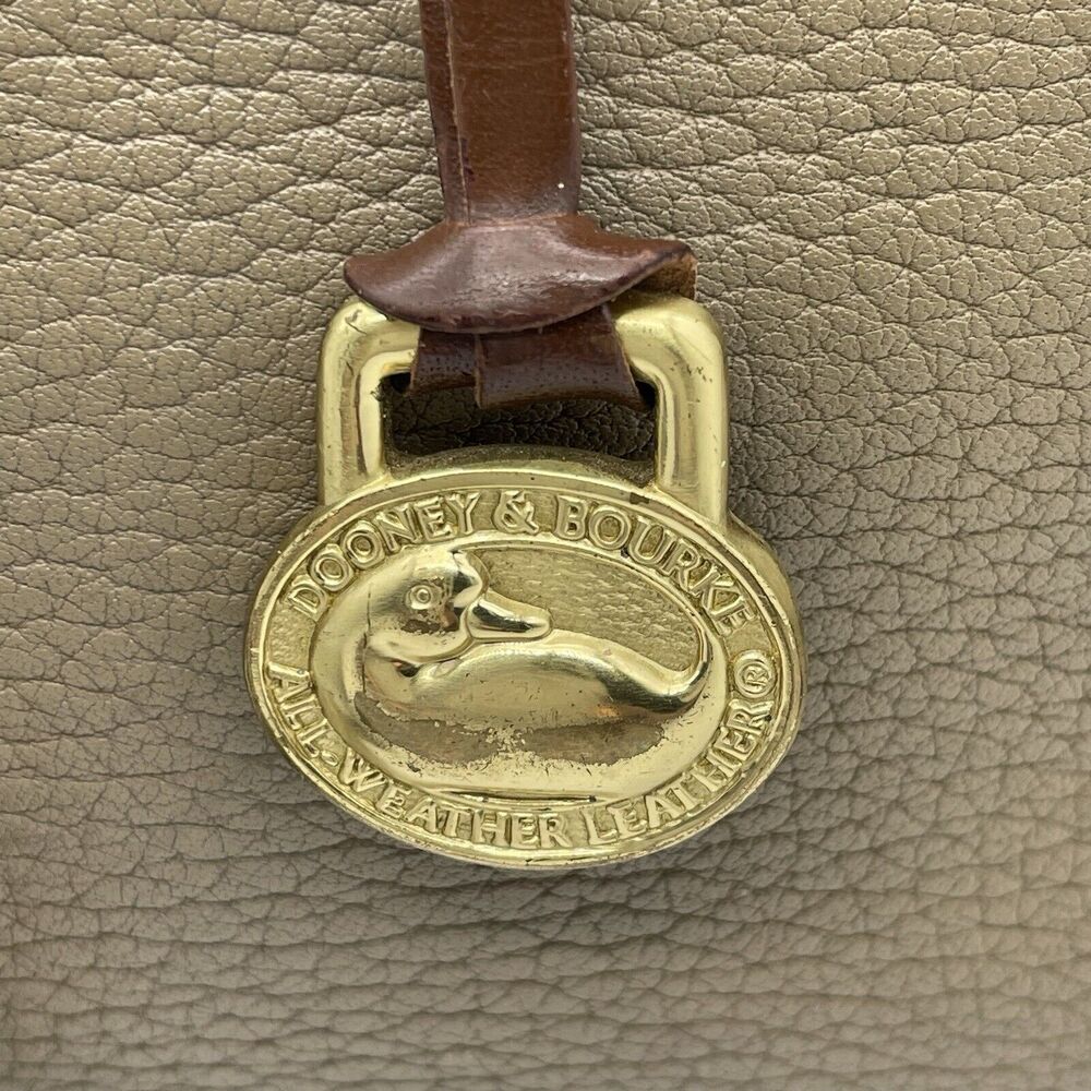 Dooney & Bourke All Weather Leather Boston Satchel Bag Taupe Burnt Cedar Vtg 80s - Picture 5 of 16